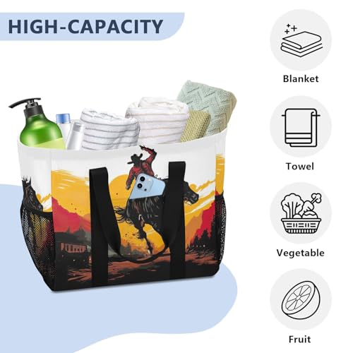 Nander Bullfighting Warrior Foldable Tote Bag Waterproof Sandproof Women Beach Bag Handbag Gym Bag Travel Shopping Bag4