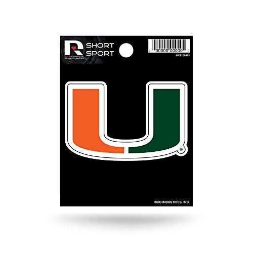 Rico Industries NCAA Miami Hurricanes Die Cut Team Logo Short Sport Sticker
