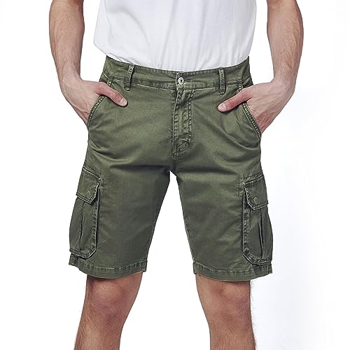 RE&X Jeans Pantaloni Corti Uomo Cargo Slim Fit Casual Denim