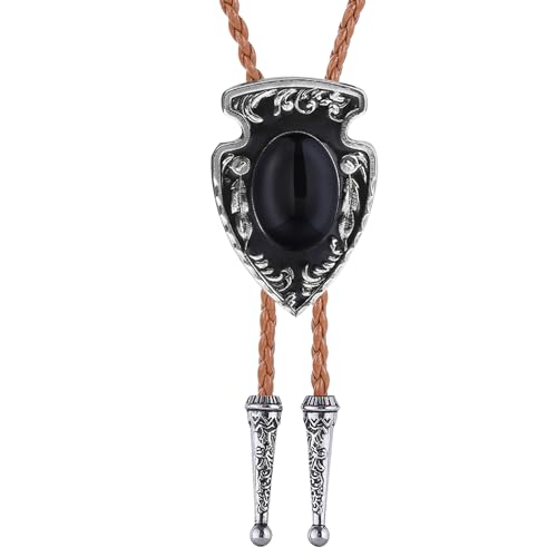 Image of Btilasif Bolo Tie Brown for Men, Scorpion Luminous Stone Cowboy Tie Western Leather Necktie Necklace for Women