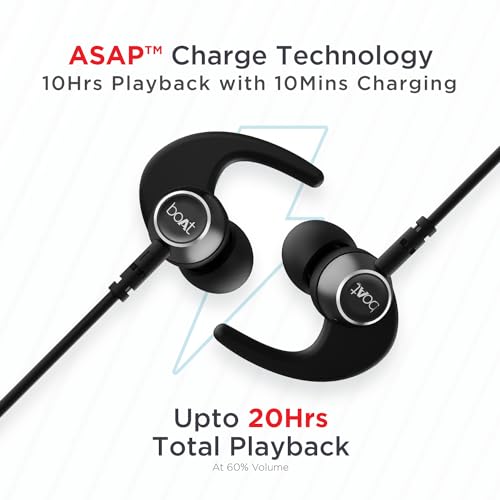 Boat Rockerz 235 Pro Wireless Bluetooth Neckband in Ear Earphone, Upto 20 hrs of Playtime, Beast Mode, Low Latency, IPX5 Water & Sweat Resistance, ENx Technology, Bluetooth v5.2(Active Black) view 2
