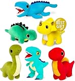 Naturally KIDS Stuffed Animal, Toddler Gifts for Boys, Girls, Plush Dinosaur Toys Set 6