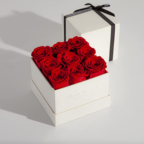 Fleur de Zen Eternity Roses | Forever Roses Red | Real Preserved Roses in a Box that Last a Year or More | Gift-Ready Boxed Roses for Delivery | Mothers Day, Sympathy Flowers, New Mom Gifts