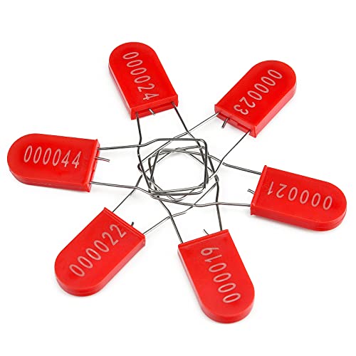 Image of 100PCS Plastic Padlock Security Seals Metal Wire Padlocks Electric Meter Seal Disposable Anti-Tamper Lock Numbered Anti Tamper Tag Hasps Red (Pack of 2)