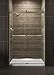 KOHLER Levity? Sliding Shower Door, 74-in H X 44-5/8 -47-5/8-in W, with 1/4-in Thick Frosted Glass with towel bars, Anodized Brushed Bronze