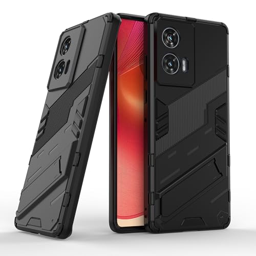 Image of Back case Plastic Shock Proof & Kickstand with Camera Protection Hybrid Back Cover Case for Motorola Edge 50 Fusion, Motorola G85 5G (Black)