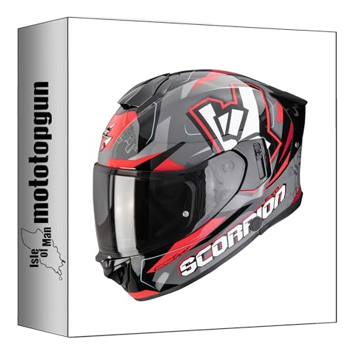 Casque intégral Scorpion Exo-520 Air Rok moto gris noir rouge taille XL