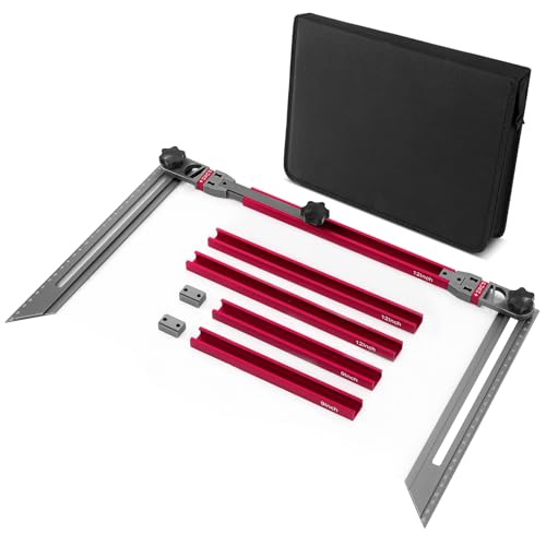 Stair Tread Template Tool - Upgrade Stair Tread Gauge - Accurate Stair Tread Measuring Tool Jig for Risers, Shelf and Cutting Drywall - 17.9 to 58.9 inches - Shelf Scribe Tool