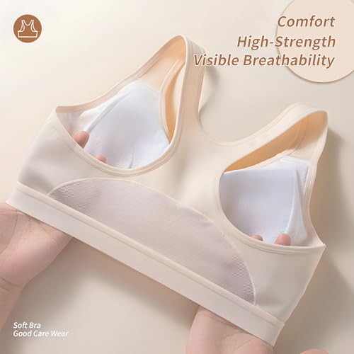 Felskin Training Bras for Big Girls 10-16 Years Racerback Seamless Teens Padding Bra 3Packs4