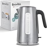 Breville Edge Low Steam Kettle | 1.7L | 3kW Fast & Quiet Boil Kettle | Energy Efficient | Brushed Stainless Steel [VKT236]