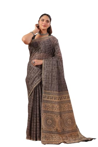 Image of TAMAIRA FASHION Mulmul Pure Cotton Saree For Woman Warli Printed |Office Wear Daily Wear Sarees For Women Without Blouse Piece(Available in 16 Colours)