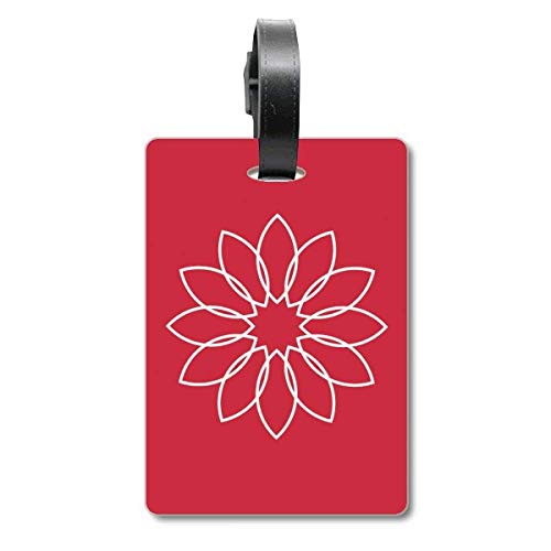 Étiquette de valise fleur de lotus avec attache solide et carte d'identification