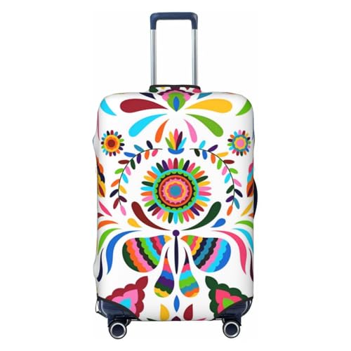 Mexican Bright Butterflies Flowers Travel Luggage Cover Fits 18-32 Inch Luggage, Stretchy Suitcase Cover Protector with Concealed Zipper for Wheeled Suitcase Travel Accessories