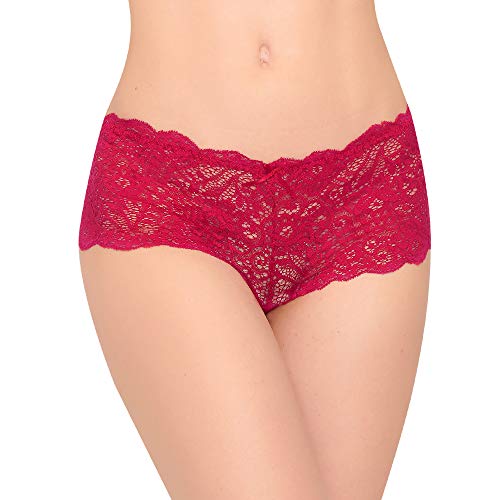 Ilusión Bóxer de Encaje Bóxer para Mujer, color Rubi, talla M