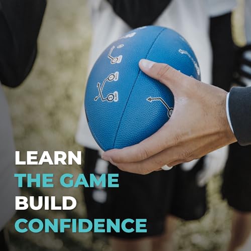 Image of PlayCoach Youth Football in Junior & Peewee Sizes with 10 Basic Passing Routes for Kids 6 to 12 - Endorsed by Drew Brees, Leather Kids and Beach Football, Junior and Peewee Sizes
