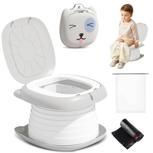 Image of 2025 Upgraded Portable Potty Training, Travel Potty for Toddler, portable toilet for kids Foldable, Apply to Seat Emergency Toilet for Camping, Outdoor,Car, Indoor(white Gray)