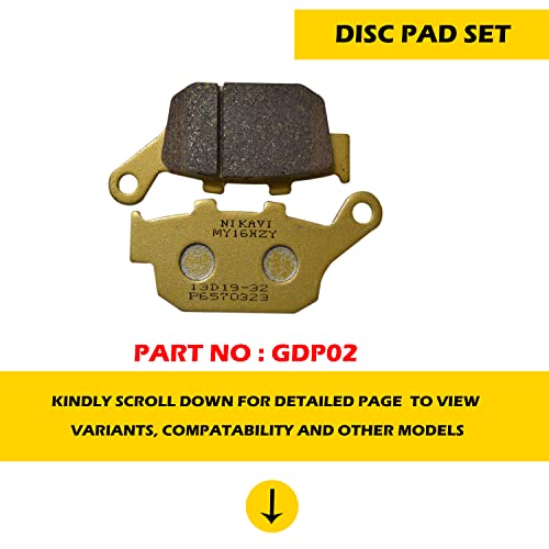 Image of NIKAVI GDP02 Premium Gold Rear Disc Brake Pad Compatible with Hondaa CBR Series 250-1000 /Kawasakii Z800 /Kawasakii Z900 /Kawasakii Ninja ZX-10R /Triiumph Tiger 800 High Performance Gold Series