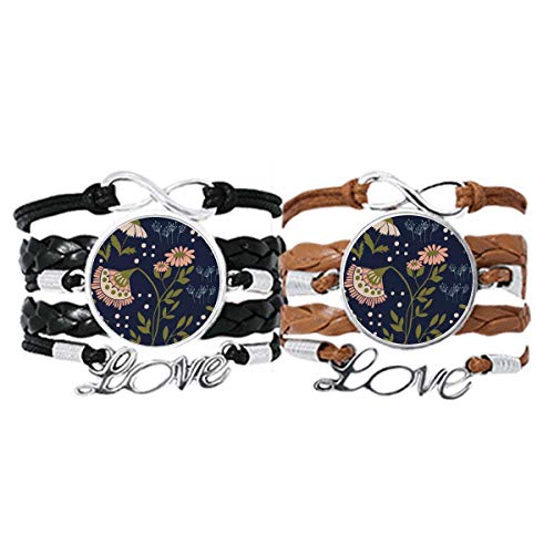 Bracelet en cuir fleurs sauvages rose, une idée cadeau poétique et unique