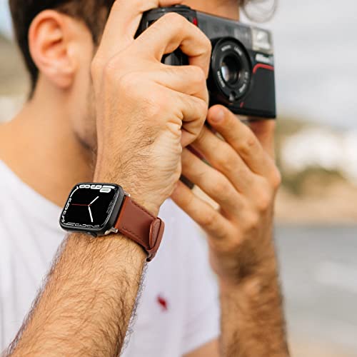 Swees Leather Band Compatible For Apple Watch 42Mm 44Mm 45Mm, Genuine Leather Replacement Wristband Strap Compatible Iwatch Series 7 6 5 4 3 2 1 Se Sports & Edition Men And Women, Cognac Brown #TOP7