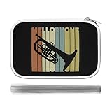 Vintage Mellophone Silhouette Pencil Case Holder Pouch Stationery Pen Bag PU Leather Organizer