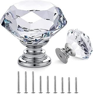 12p Crystal Knobs - Drawer Knobs Dresser Knobs 30mm Glass Diamond Knobs Pull and Knobs 12p Knobs Crystal 12 for Dresser, Kitchen, Bathroom Cabinet