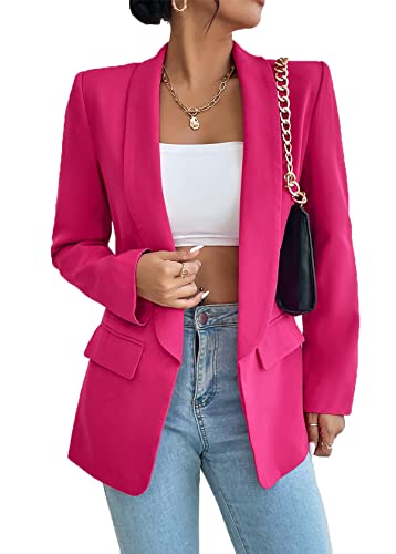 Nihsatin Women's Business Casual Blazer Lapel Collar Open Front Long Sleeve Jackets