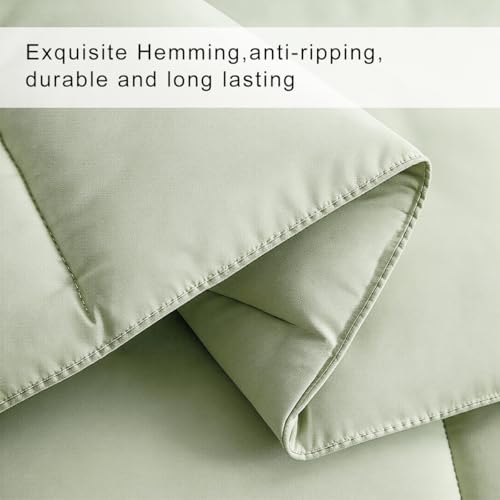 Image of COHOME Premium King Size Comforter, All-Season Quilted Down Alternative Duvet Insert, Luxury Hotel GentleSoft Comforter with Anti-Clump Tech & 8 Tabs - Reversible - Sage Green 90x102 inches