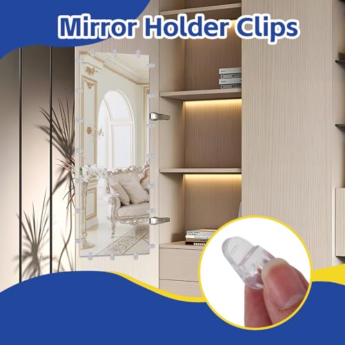 Image of 25pcs Glass Retainer Clips, Plastic Mirror Holder Clips, Clear Mirror Mounting Clips Hanging Hardware for Fixing Window Glass Cabinet Door