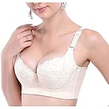 Womens Lace Push Up Bra Beauty Back Smooth Plus Size Floral Underwire Everyday Bra, Nude, 28B
