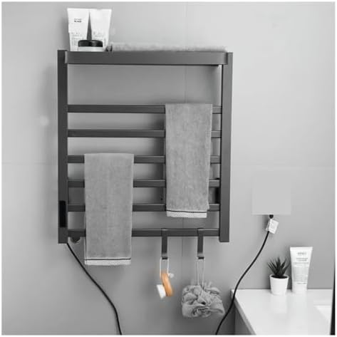 Electric Towel Rack Constant Temperature Digital Display Towel Heated Storage Rack Bathroom Towel Warmer Bathroom Accessories(Black-Left line)