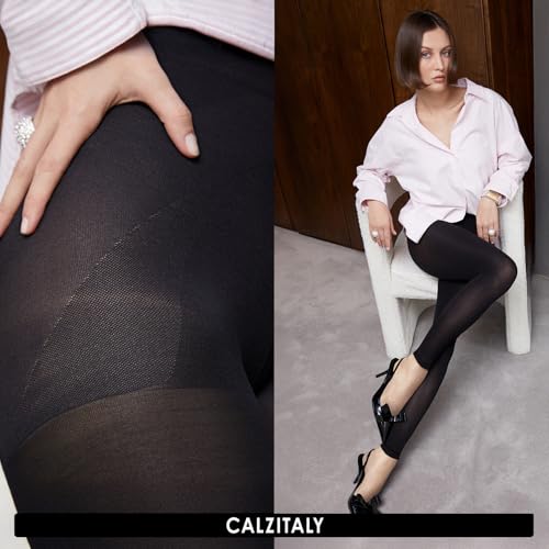 Image of 100 DEN OPAQUE MEDIUM SUPPORT FOOTLESS TIGHTS | SUPPORT FACTOR 8 | SHAPER FOOTLESS PANTYHOSE | S, M, L, XL | ITALIAN HOSIERY