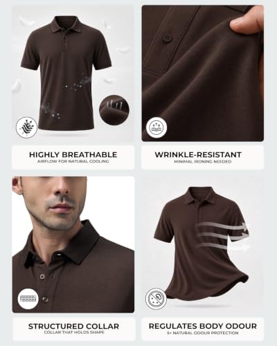 Image of Wellbi Eco-Friendly Bamboo Polo T Shirt | Mens Stylish Casual Regular Fit | Comfortable Soft | Trendy Breathable Lightweight | Quality Modern Essential Fashion