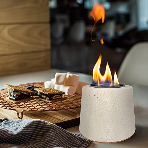 Fine&Clear Manhattan Stove Tabletop Fire Pit - Handmade Bio Ethanol Firepit, Concrete Fire Bowl, Mini Fireplace For Indoor & Outdoor - Bio Ethanol Fuel Stove With Extinguisher Lid Made In Usa #TOP5