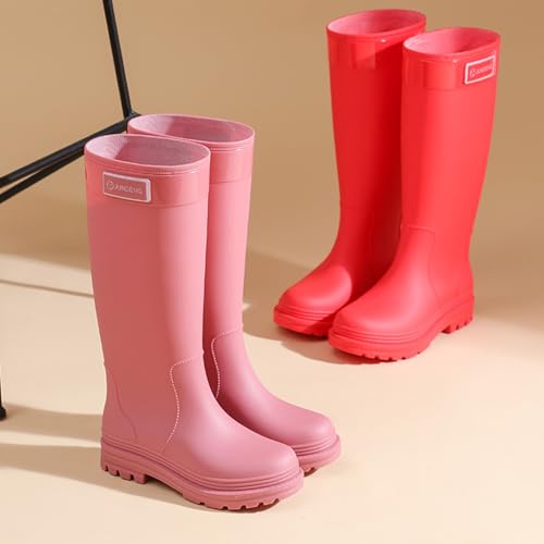 MODSGUE Damen Gummistiefel Wasserdichter Regenstiefel Gummi Stiefel Gartenschuhe Schlupfstiefel Rain Boots Regenschuhe Mode Glitzer Gummistiefeletten Einfarbig Bequem Arbeitsstiefel