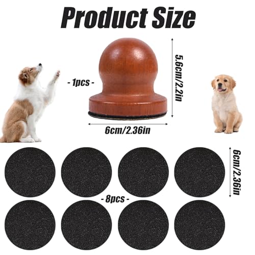PLUSHCEWT Hunde Nagelfeile aus Holz, mit 8 Stück Schleifpapieren Stressfreie Krallenpflege Kratzbrett für Hunde und Katzen, 6x6cm Hundepflege Werkzeug für Welpen und Haustiere Zu Hause