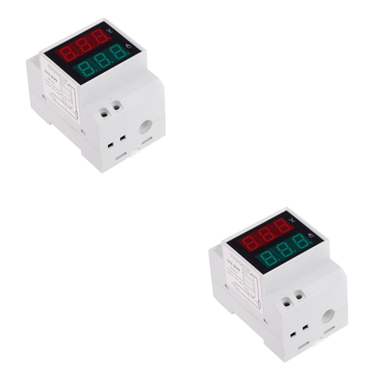 NUOBESTY 2 Stück Din Schienen Digitales Volt Amperemeter mit LED Anzeige Mehrfachmessung von Spannung Strom Leistung für Haushaltsstromüberwachung und Generator Monitoring