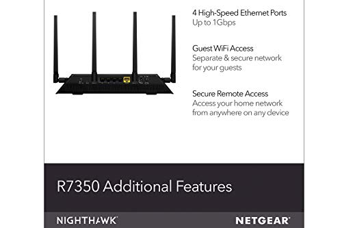 NETGEAR Nighthawk R7350 AC2400 Router: Fast Beamforming Wi-Fi for Gaming, 4K UHD Streaming. 2400Mbps, 2500 Sq Ft, QoS… - Image 4