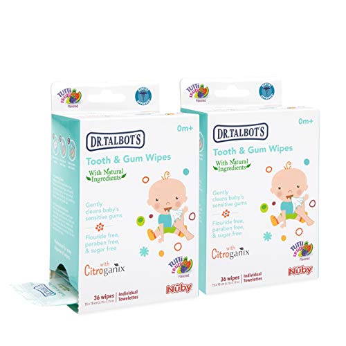 Dr. Talbot's All Natural Baby Tooth and Gum Wipes With Citroganix, 36 Count (Pack of 2), 72 Count
