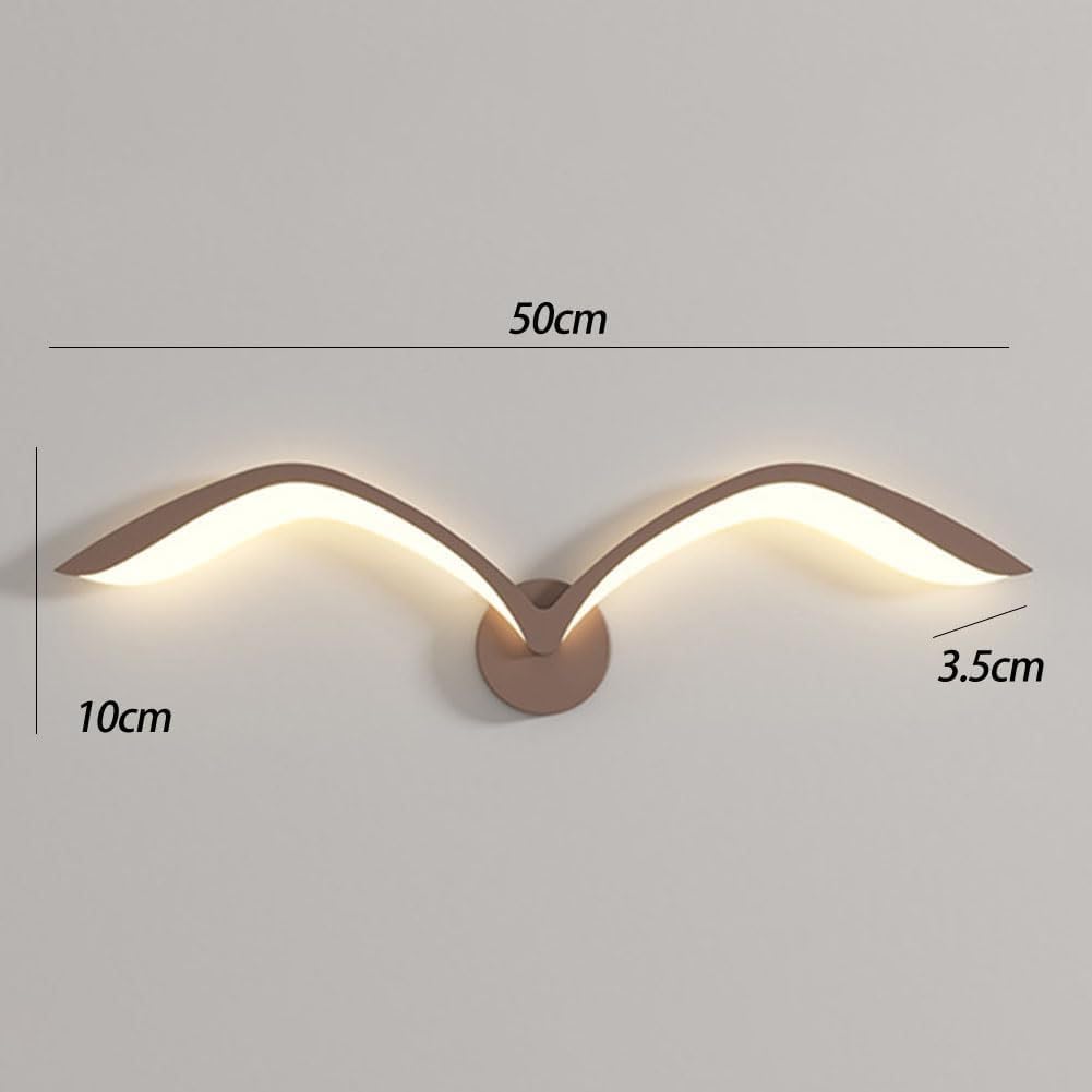 OOWOKS Möwe Wandlampe Innen LED Vogel Nachttischlampe Dimmbar mit Fernbedienung 3 Farbtemperaturen+RGB 50cm Tiere Wandleuchte Weiß Acryl Lampenschirm 9W Deko Lange Lampe für Kinderzimmer Wohnzimmer,D