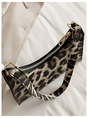 SweatyRocks Women's Leopard Print Handbags Top Handle Y2k Underarm Purses with Zipper Closure3