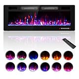 Zionheat 50 inches Electric Fireplace-Wall Fireplace for Living Room-Fireplace Freestanding/Inserts/Wall Mounted with Remote Control, Timer, Dimmer, 12 Flame Colors, 750/1500W, Ultra Thin