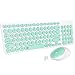 Wireless Keyboard and Mouse Combo, FD iK6630 2.4GHz Cordless Cute Round Key Set Smart Power-Saving Whisper-Quiet Slim Combo for Laptop, Computer,TV and Mac (Mint Green & White)