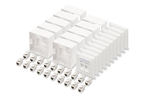 Prise réseau 2 ports Ethernet Cat6A murale pour câblage informatique RJ45 lot de 10 unités