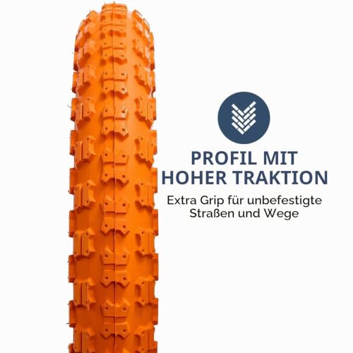 YunSCM 2Pcs Orange Kid Bike 12.5 Zoll Fahrradreifen 12 ½ X 2 ¼ Mantel 62-203 und 2Pcs 12/12.5 Zoll Schlauch AV32mm Ventil kompatibel Stadt/… – Ansicht 3