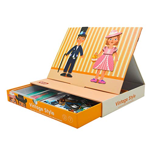 Magnetic Puzzles Toys, Dress Up Paper Dolls Profession Playset, 72 Pcs Magnetic Costumes Pretend Play, Included 10 Well-Matched Dresses, Travel Game Preschool Educational Learning Toy Gift for Kids