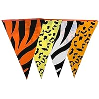 10 Metre Animal Print Bunting with 20 Triangle Pennant Flags Kids Party Lion Zebra Leopard Animals Garland Banner Childrens Parties Fair Event Decoration 32ft