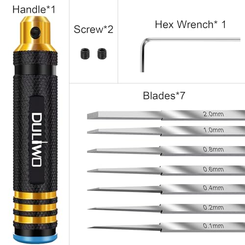 Image of Model Scriber with 7 Blades for Modeling Hobby Resin GK Carved Scribe line Cutting Tool Chisel (Black)