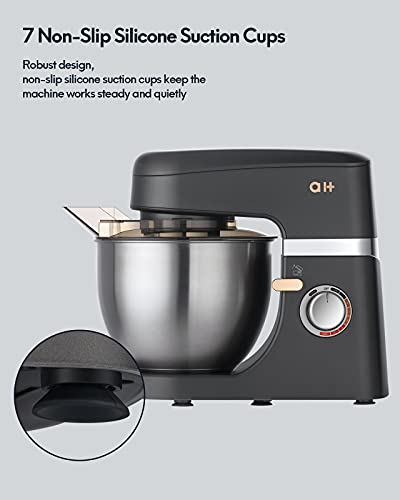 Stand-Mixer-81-Speed-Tilt-Head-600W-Kitchen-Electric-Mixer-with-5QT-Stainless-Steel-BowlPlanetary-Mixing-System-Dough-Hook-Flat-Beater-Whisk-Splash-Guard-Dishwasher-SafeGrey