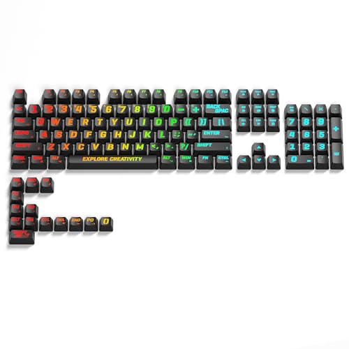 Image of HITIME x XVX Keycaps 60 75 100 Percent - Shine Through Custom Keycaps w /IMD Tech, Large Font, Big Lettering Key Cap for Mechanical Keyboards, Full 118 Key Set, OEM Profile, Black