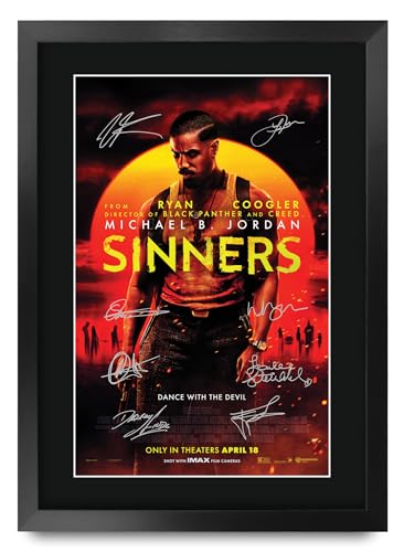 Affiche Sinners 2025 Michael B. Jordan photo autographe signée cadre A3 décoration cinéma